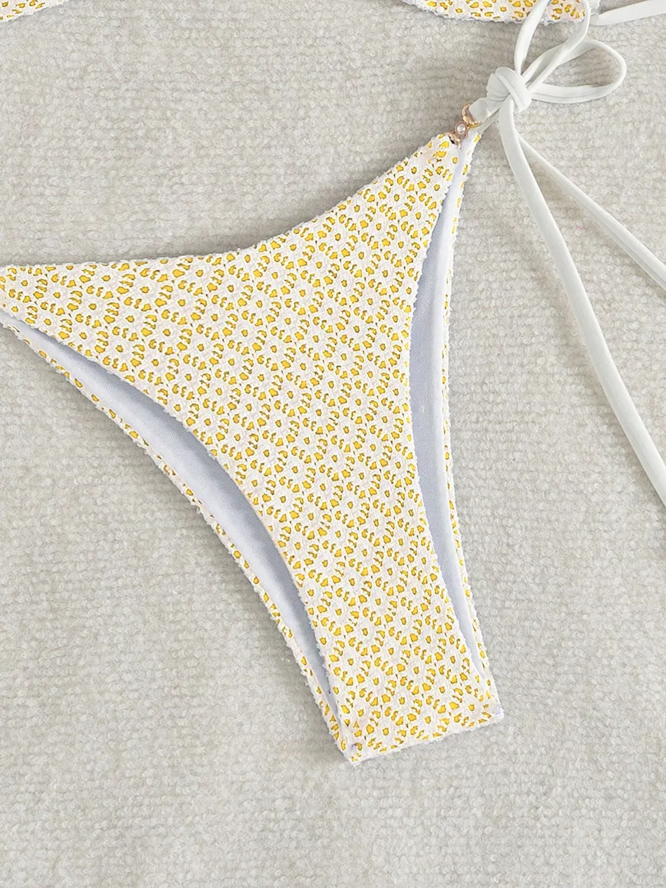 Bikini Sets for Women Halter Two Piece Swimsuit Ribbed High Cut Tie Side Thong Bathing Suit Sexy Padded Swimwear