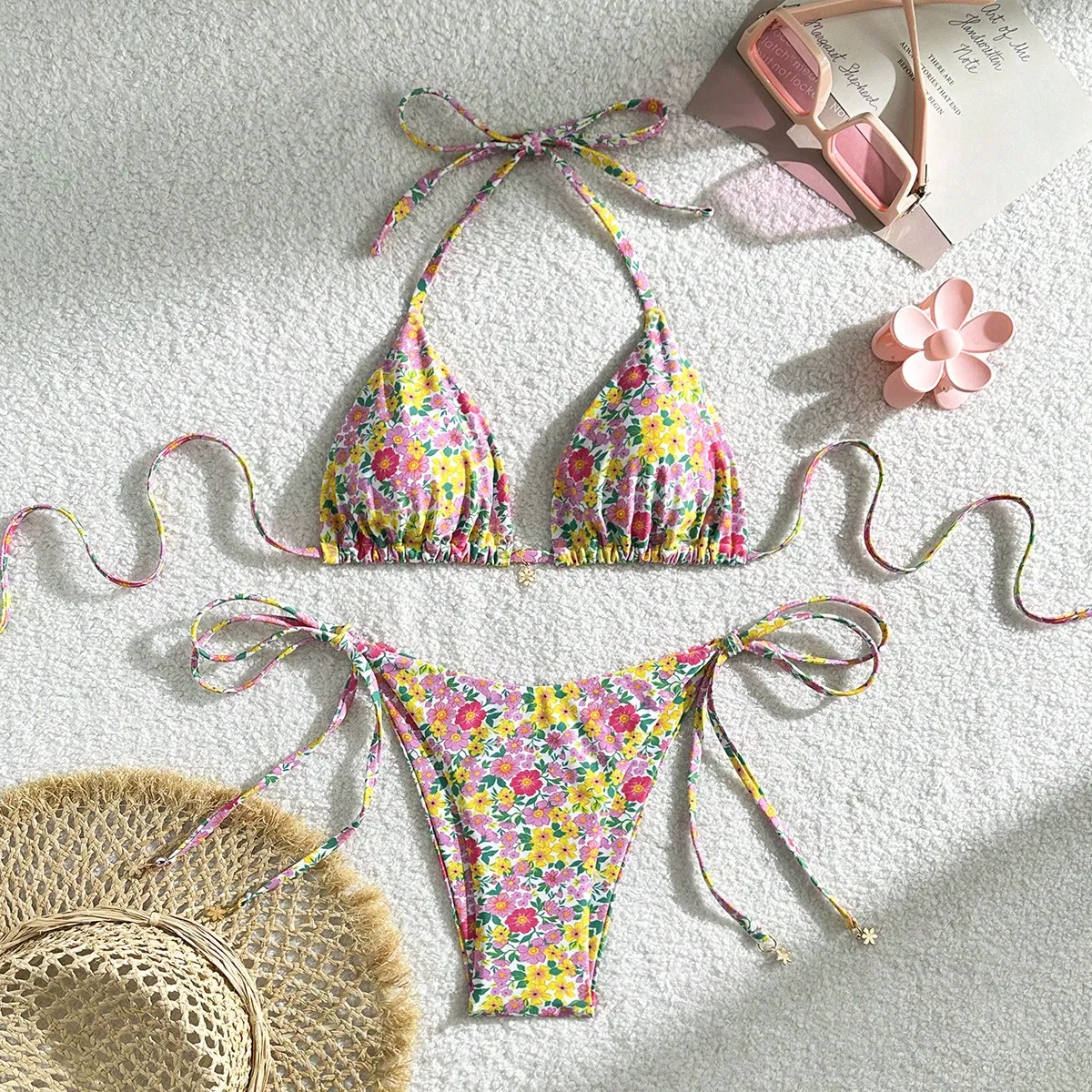 Women's Bikini Sets Sexy Tie Side Two Piece Swimsuit Halter String Triangle Bathing Suit