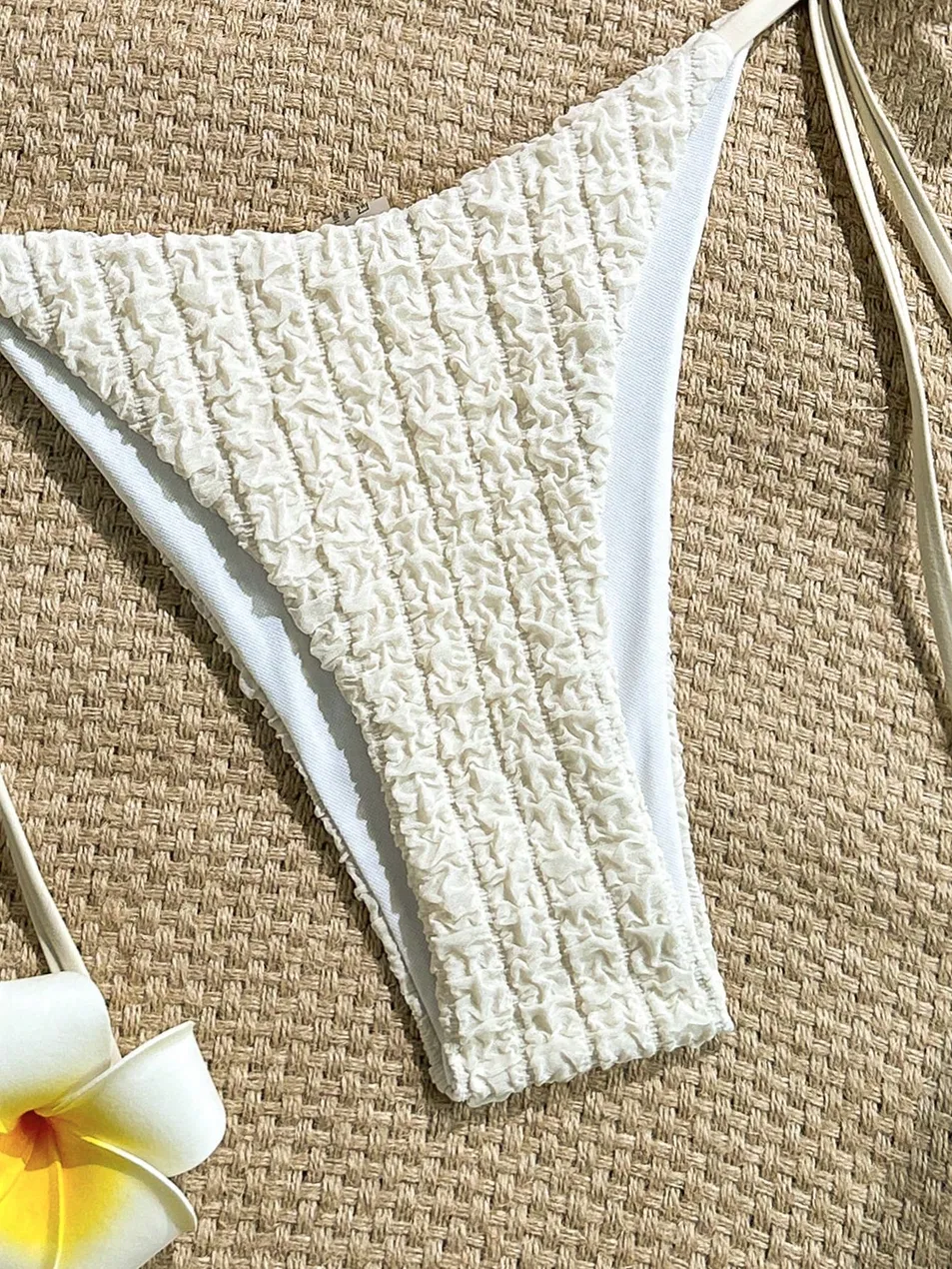 Ribbed Bikini Sets for Women Sexy Halter Triangle Top Two Piece Bathing Suit Tie Side Swimsuit Surf Bikini / Sport Bikini Two-Piece Swimsuit