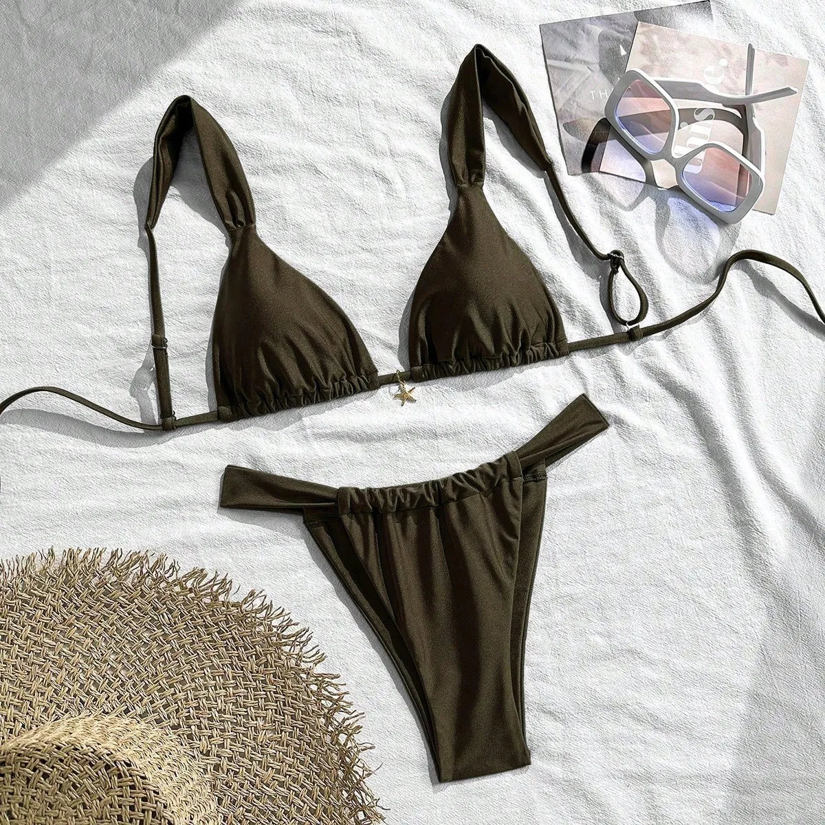 Women Two Piece Cheeky Bikini Set Sexy High Cut Bathing Two-Piece Swimsuit Bathing Suit Plus Size Bikini
