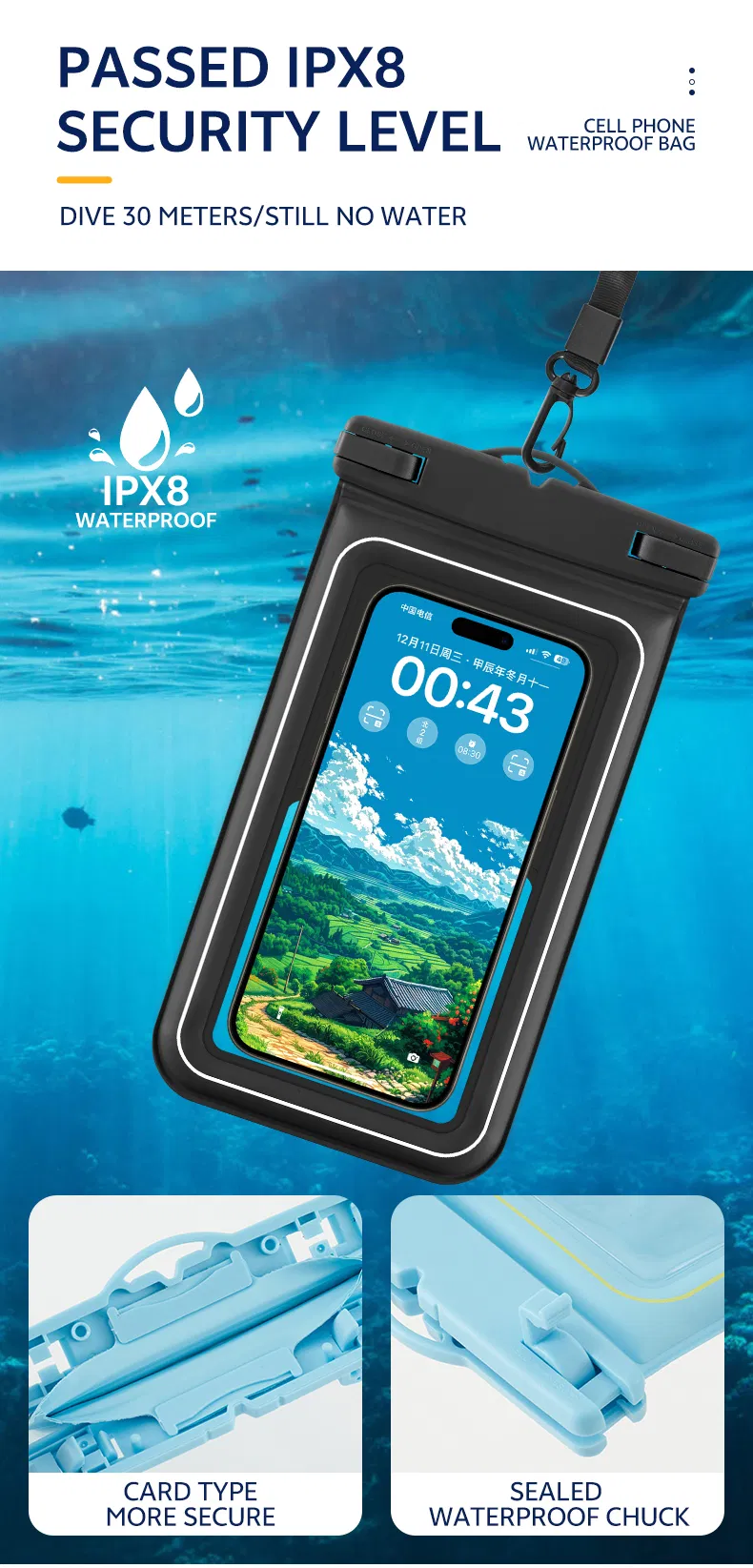 Soap Bubble IP68 Waterproof Phone Pouch - Floating Waterproof Phone Case W/ Crossbody Lanyard - Cruise Ship Travel Essentials - Compatible W/All Devices -Touchs
