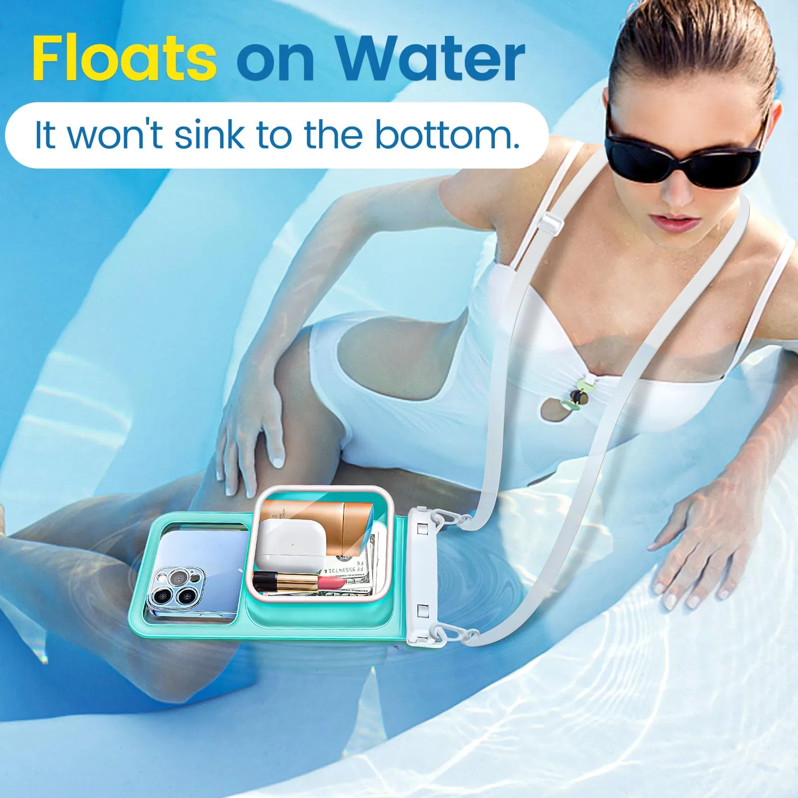 Waterproof Phone Pouch, Large Space Cell Phone Pouch Floating, Water Proof Phone Case with Lanyard, Phone Dry Bag Beach Cruise Ship Essentials