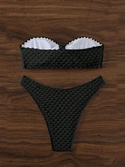 Two-Piece Bikini / Strapless Black Bikini Set / Sexy Swimwear / Pool Party
