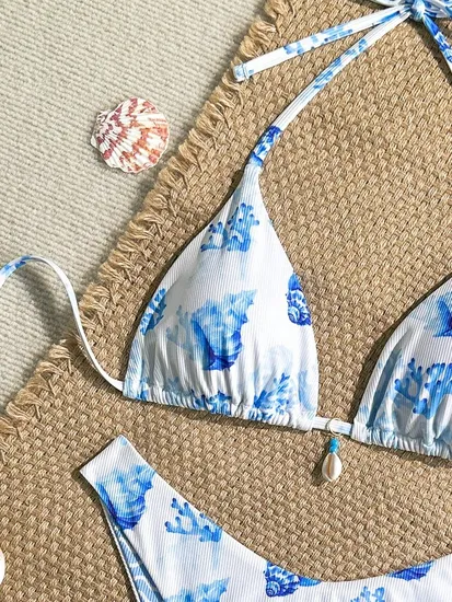 Women's Floral Printed Bathing Suit Halter Summer Swimsuit Bikinis Set Surf Bikini / Sport Bikini Teen Bikini