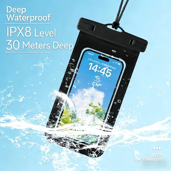 PVC Waterproof Phone Bag Ipx8 Touch Screen Photo Taking Swimming Diving Outdoor Custom Logo