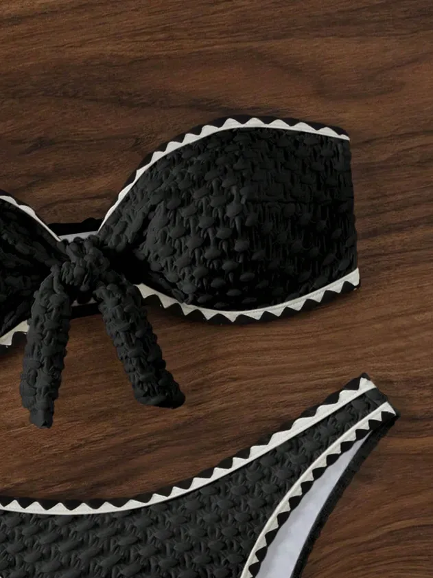 Two-Piece Bikini / Strapless Black Bikini Set / Sexy Swimwear / Pool Party