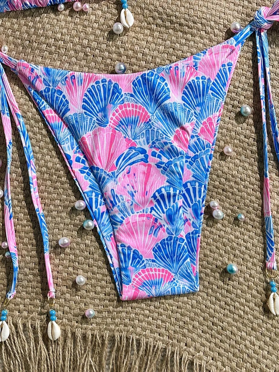 Women Two Piece Bikini Swimsuit Color Block Bathing Suits Halter Triangle String Bikini Sets Surf Bikini / Sport Bikini