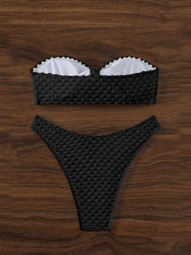 Two-Piece Bikini / Strapless Black Bikini Set / Sexy Swimwear / Pool Party