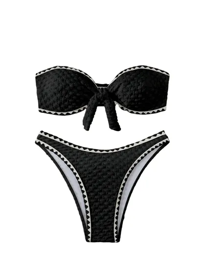 Two-Piece Bikini / Strapless Black Bikini Set / Sexy Swimwear / Pool Party