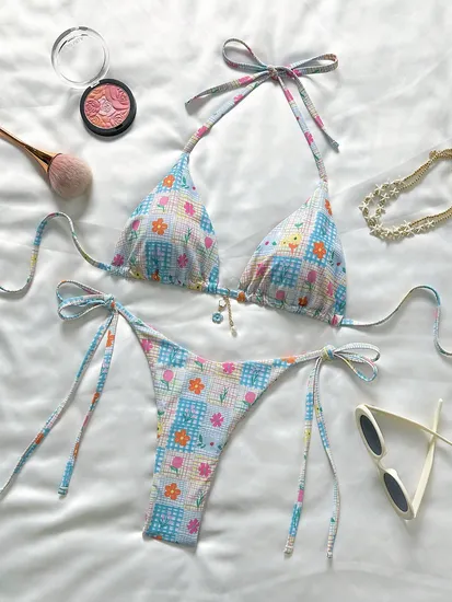 Women's Bikini Sets Sexy Tie Side Two Piece Swimsuit Halter String Triangle Bathing Suit