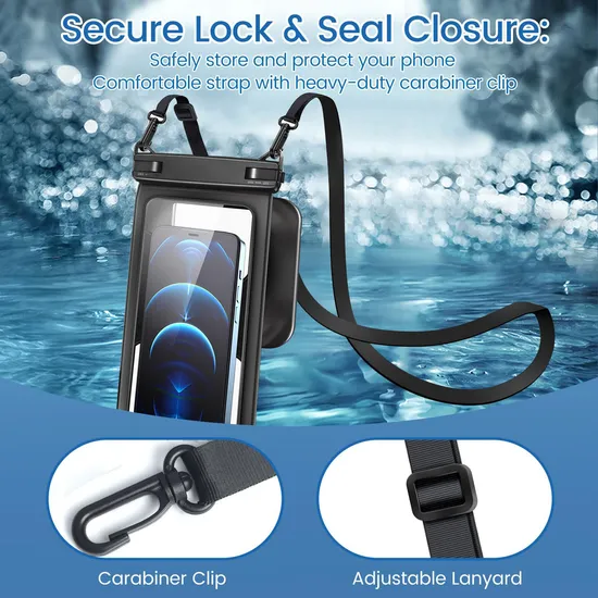 Waterproof Phone Pouch, Large Space Cell Phone Pouch Floating, Water Proof Phone Case with Lanyard, Phone Dry Bag Beach Cruise Ship Essentials