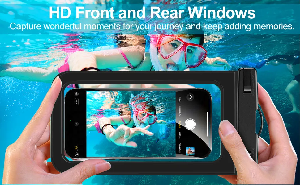 Crystal Clear PVC Waterproof Phone Case Ipx8 Touch Sensitive Pouch for Swimming Snorkeling, HD Screen Underwater Photography