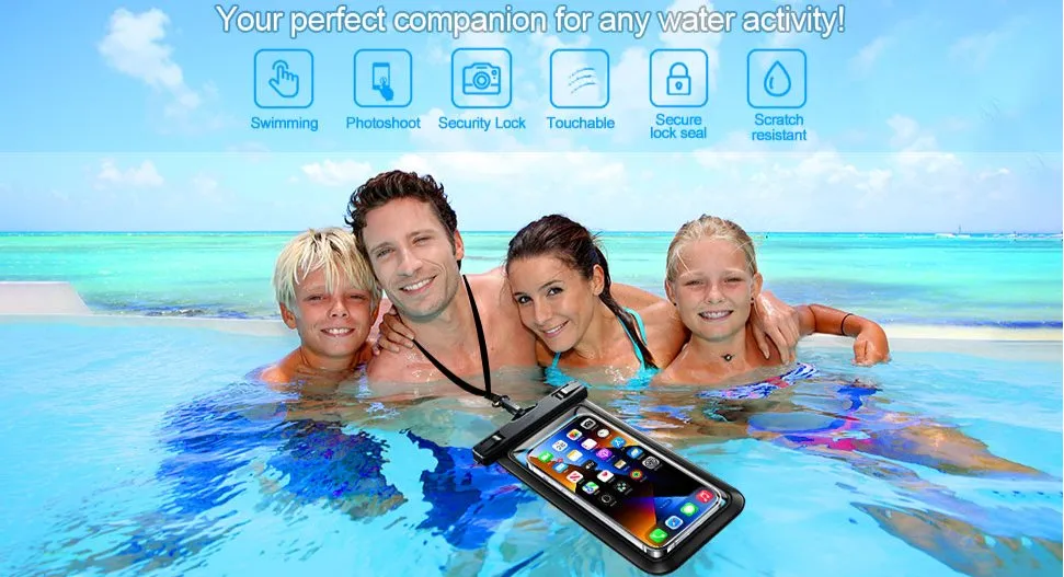 Ipx8 Deep Waterproof Phone Case Ultra Clear PVC Pouch 30m Underwater Protection, Swimming Diving Dry Bag with Neck Strap