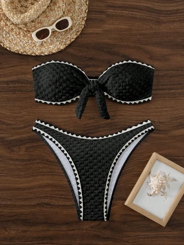 Two-Piece Bikini / Strapless Black Bikini Set / Sexy Swimwear / Pool Party
