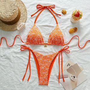 Women's Triangle Bikini Floral String Bikini Set Two Piece Swimsuit Bathing Suits Bathing Suit Surf Bikini / Sport Bikini