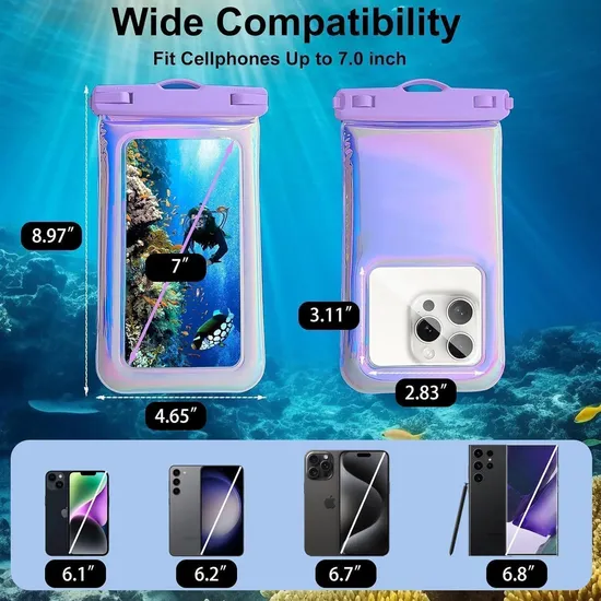 Soap Bubble IP68 Waterproof Phone Pouch - Floating Waterproof Phone Case W/ Crossbody Lanyard - Cruise Ship Travel Essentials - Compatible W/All Devices -Touchs