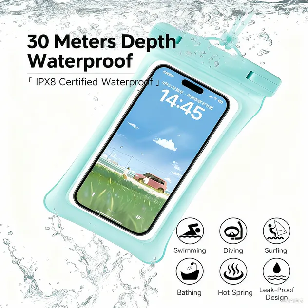 Universal Waterproof Phone Case with Touchscreen Compatibility and Neck Strap