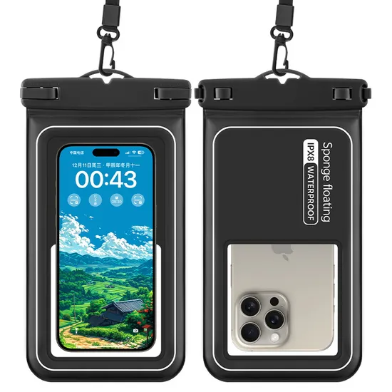 Waterproof Phone Pouch - Floating Waterproof Phone Case W/Crossbody Lanyard - Beach Cruise Ship Travel Essentials - Compatible W/All Devices Touchscreen Friendl